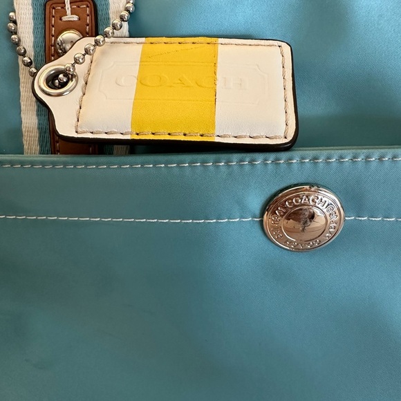 COACH Ocean Blue Nylon Medium Satchel  Handbag - Picture 5 of 15